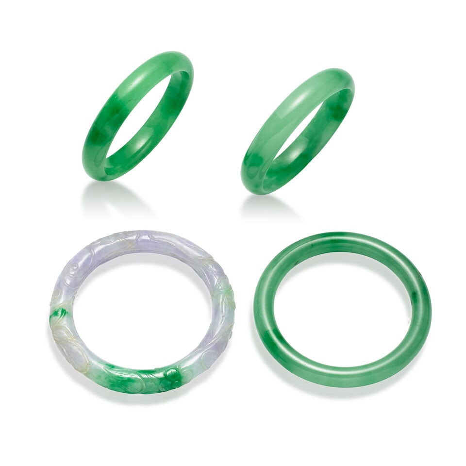 FOUR JADEITE BANGLES 20th century (4) (1 of 1)