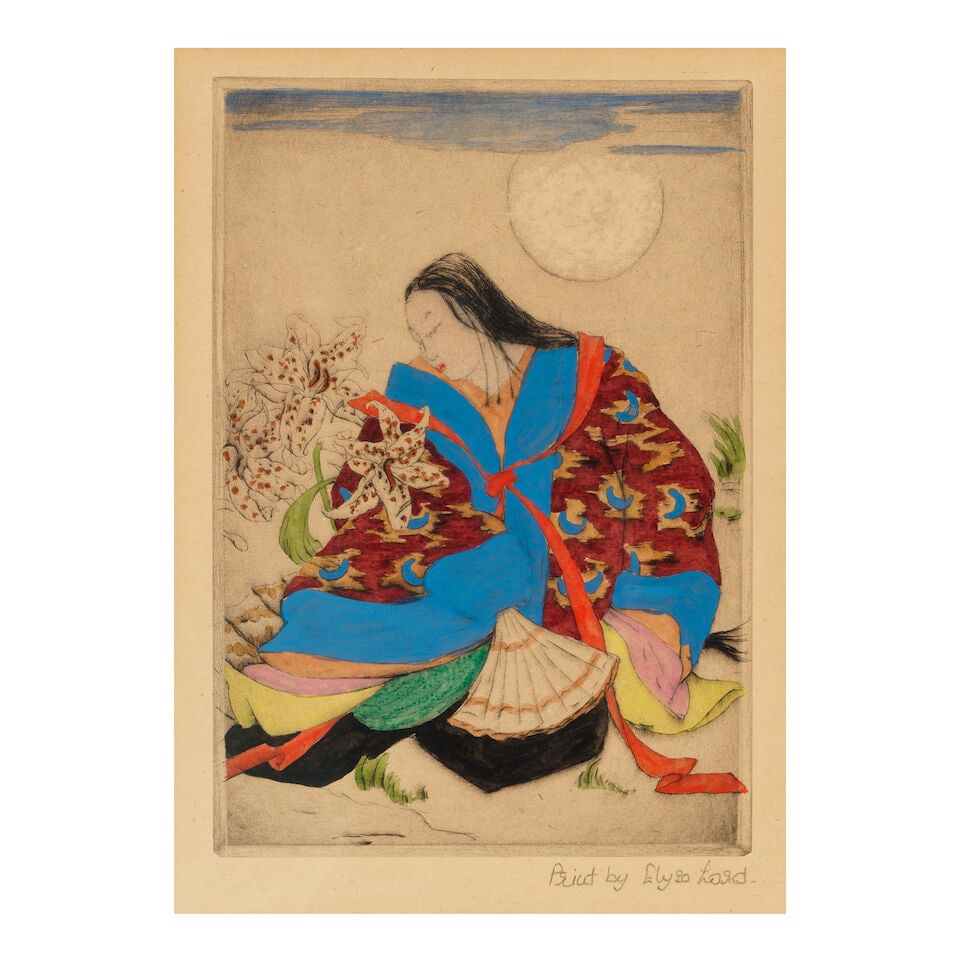 NINE JAPANESE SUBJECT HAND-COLORED PRINTS Elyse Ashe Lord (1900-1971) (9, framed) - 3