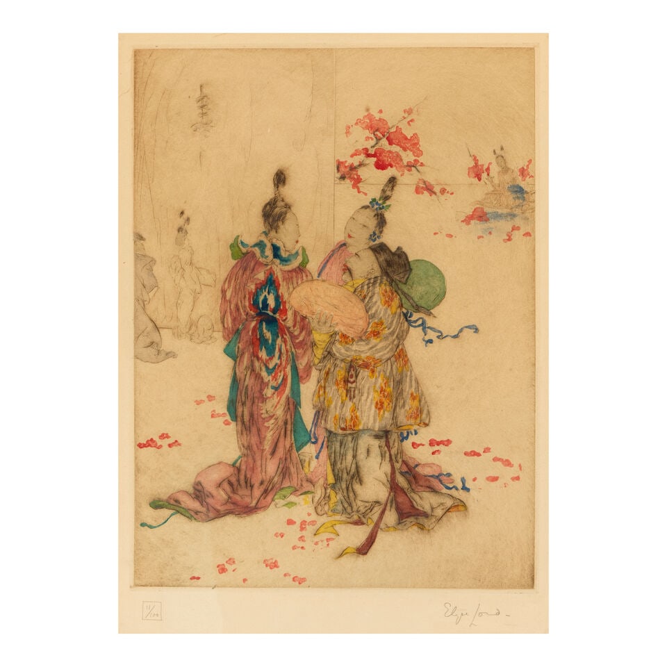 NINE CHINESE AND ASIAN SUBJECT HAND-COLORED PRINTS Elyse Ashe Lord (1900-1971) (9, framed) - 3