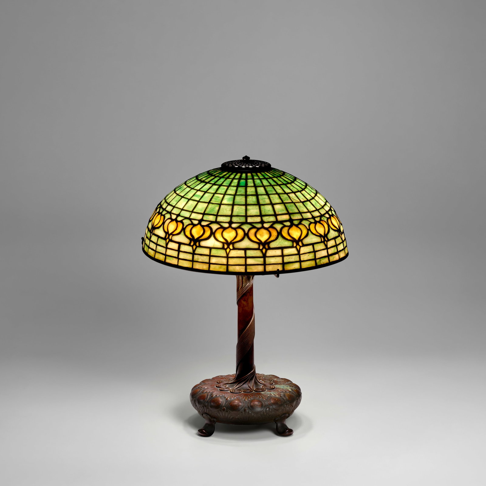 TIFFANY STUDIOS (1885-1930) 'Pomegranate' Table Lampcirca 1910leaded glass, patinated bronze, sh... (1 of 1)