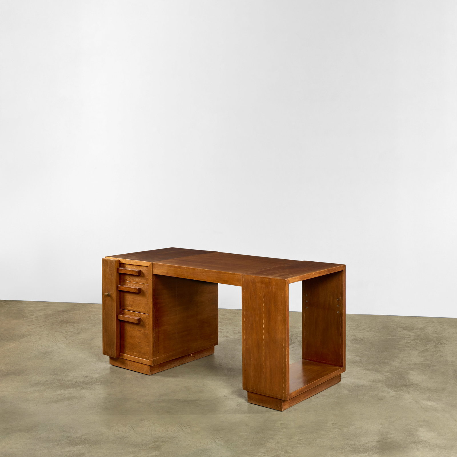 ANDRE SORNAY (1902- 2000) Deskcirca 1935mahogany, with brass cloutage detailheight 29 3/4in (75c... (1 of 1)
