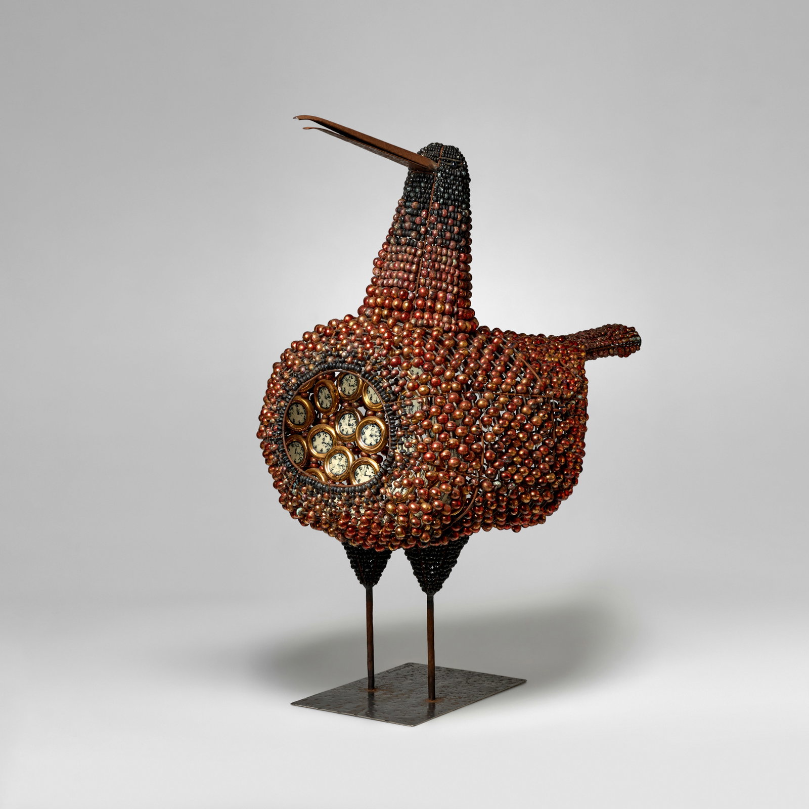 BIRGER KAIPIAINEN (1915-1988) Beaded Bird Sculpturecirca 1960patinated iron, lustre-glazed and p... (1 of 1)