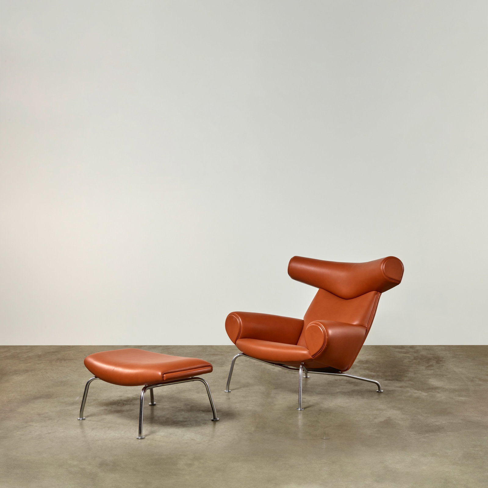 HANS WEGNER (1914-2007) 'Ox' Armchair and Ottomandesigned circa 1960for Erik Jorgensen, leather... (1 of 1)