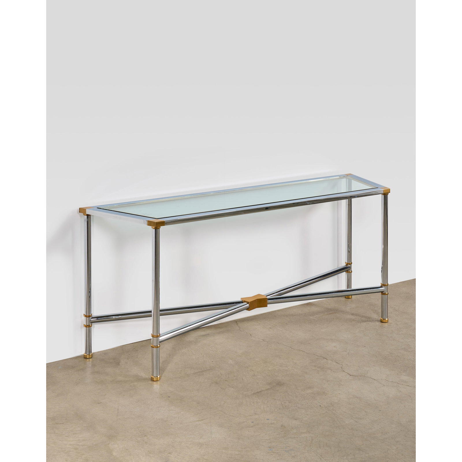 KARL SPRINGER (1931-1991) 'Jansen Style' Console Tablecirca 1980for Karl Springer Ltd., chrome-p... (1 of 1)