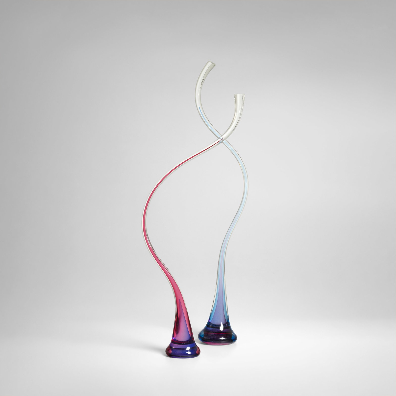 HARVEY LITTLETON (1922-2013) 'Movement'1986cased, hot-worked, cut, and polished glass, one eleme...: HARVEY LITTLETON (1922-2013) 'Movement' 1986 cased, hot-worked, cut, and polished glass, one element engraved '© Harvey K Littleton 11- 1986 -3', the other engraved 'HKL 11- 1986 -3' height of la