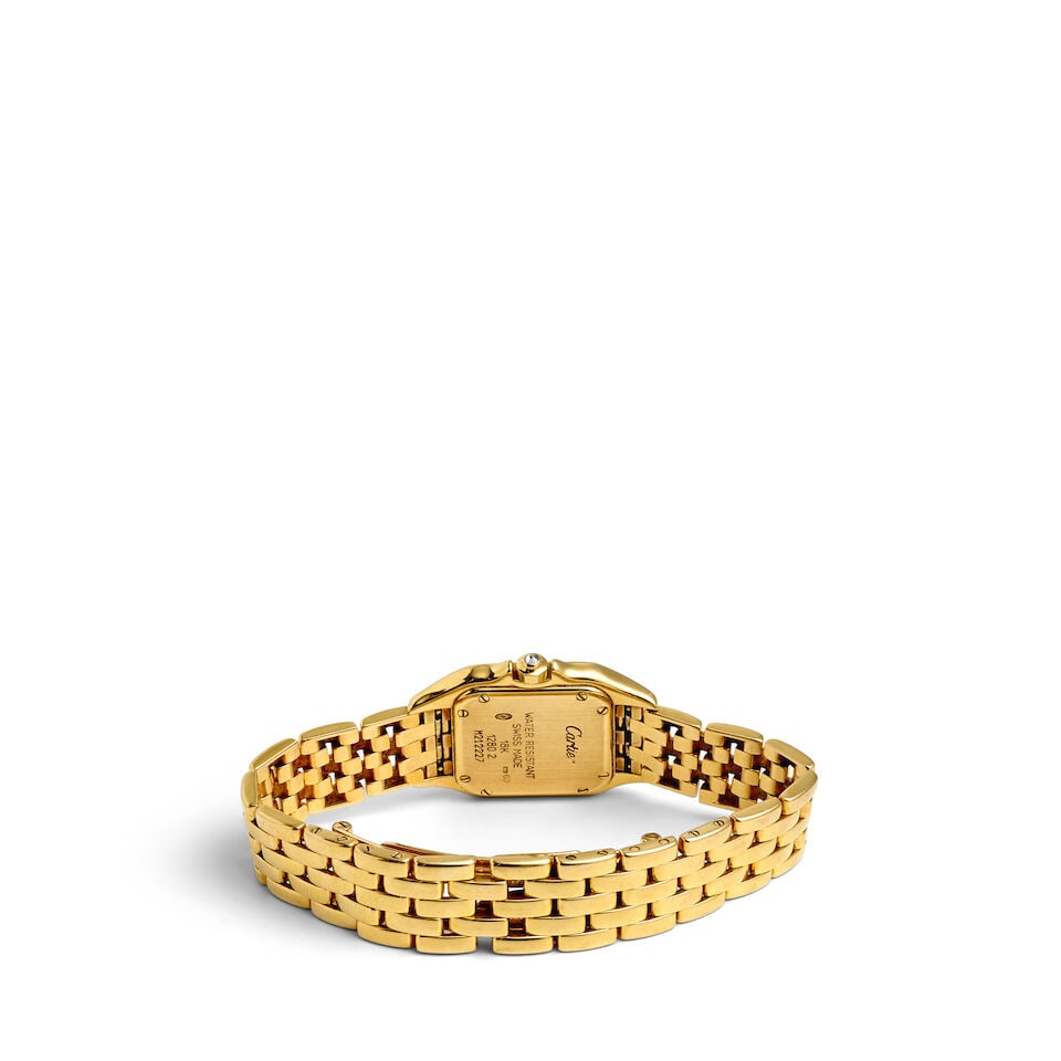 CARTIER. AN 18K GOLD AND DIAMOND SET QUARTZ BRACELET WATCH Panthère, Ref: 1280, c. 1995 - 2