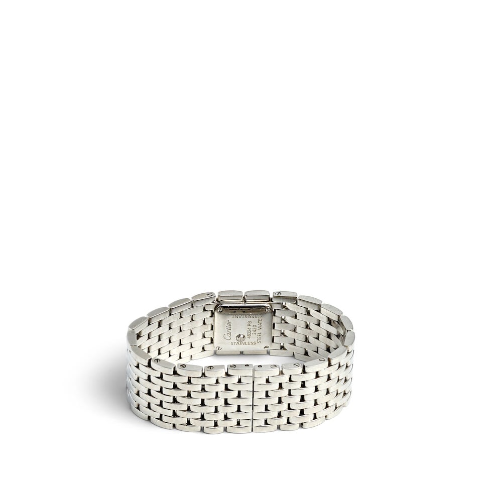 CARTIER. A STAINLESS STEEL QUARTZ BRACELET WATCH WITH MOTHER OF PEARL DIAL Panthère Ruban ,... - 2