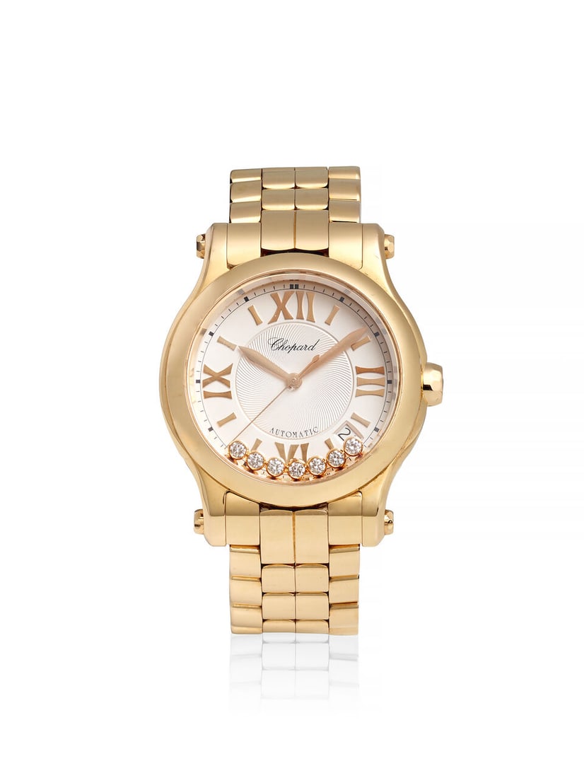 CHOPARD. AN 18K ROSE GOLD AUTOMATIC CALENDAR BRACELET WATCH WITH FLOATING DIAMONDS Happy Sports,... (1 of 2)