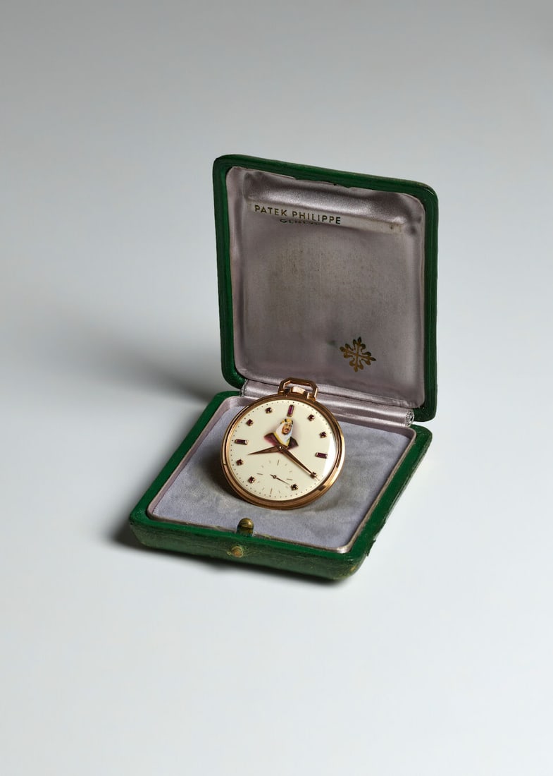 PATEK PHILIPPE. A RARE 18K ROSE GOLD AND RUBY SET KEYLESS WIND OPEN FACE WATCH MADE IN HOMAGE OF... - 8