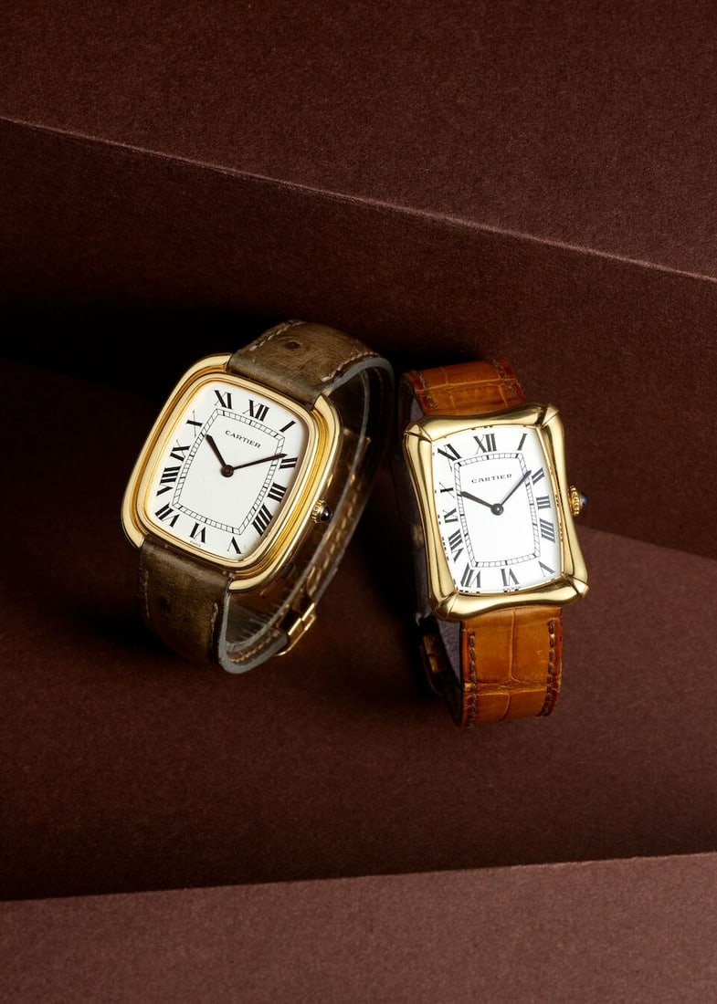 CARTIER. A FINE AND RARE 18K GOLD MANUAL WIND WRISTWATCH Coussin 'Bamboo', Ref: 78102, c. 1970s - 4