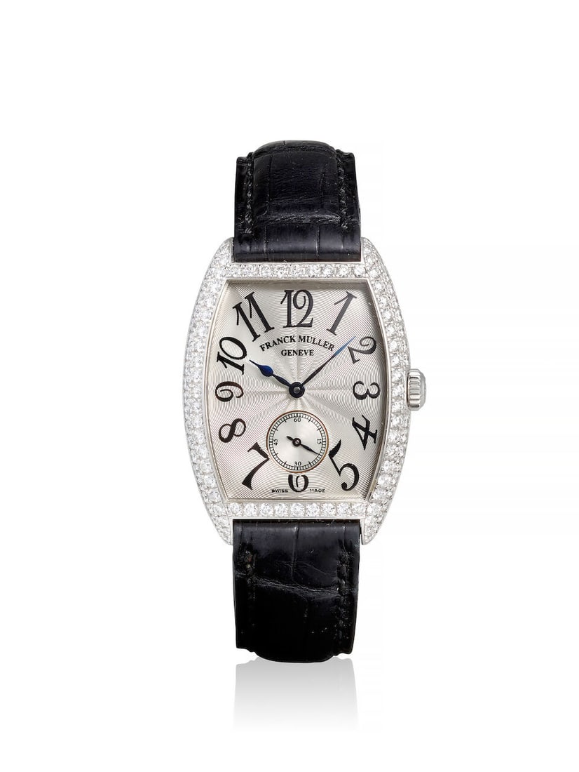 FRANCK MULLER. AN 18K WHITE GOLD AND DIAMOND SET MANUAL WIND WRISTWATCH Cintrée Curvex , Re... (1 of 3)