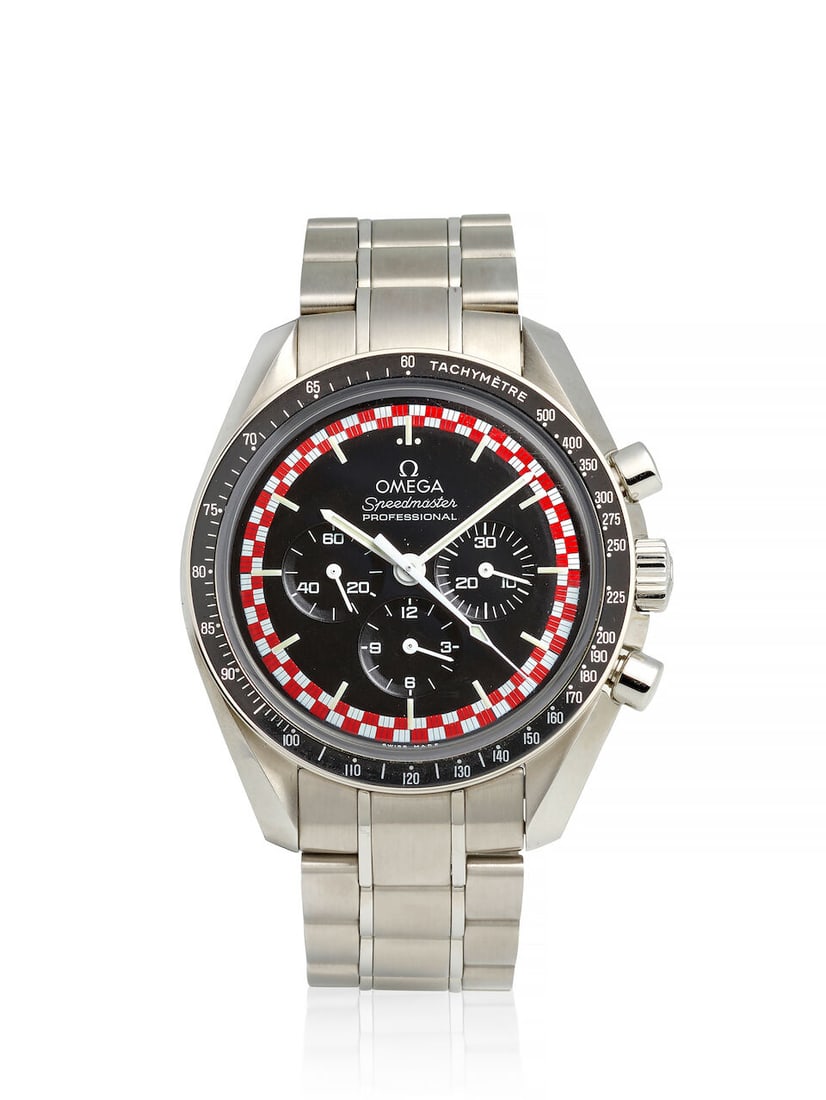 OMEGA. A LIMITED EDITION STEEL MANUAL WIND CHRONOGRAPH BRACELET WATCH Speedmaster 'Tintin', Ref:... - 2