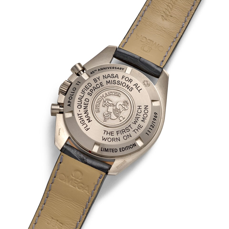 OMEGA. A LIMITED EDITION TITANIUM MANUAL WIND CHRONOGRAPH WRISTWATCH Speedmaster 'Apollo 11 45th... - 4