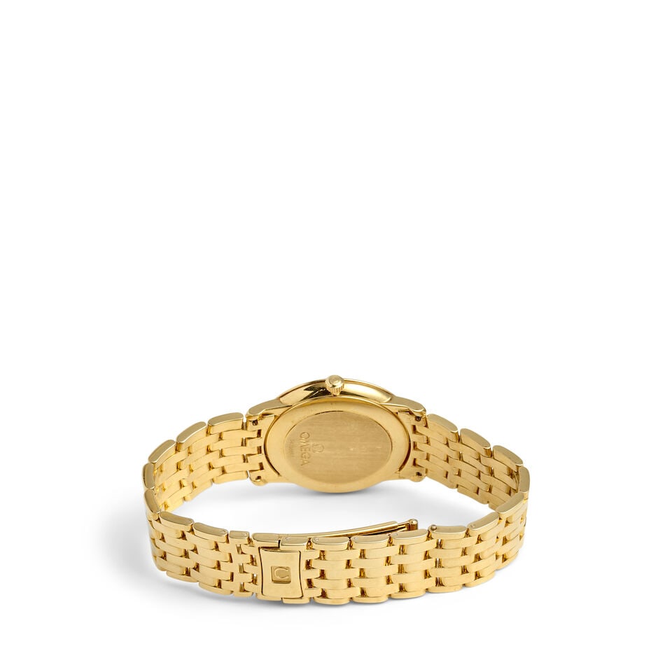 OMEGA. AN ULTRA-THIN 18K GOLD MANUAL WIND BRACELET WATCH De Ville , Ref: 4620.11.01, c. 1994 - 2