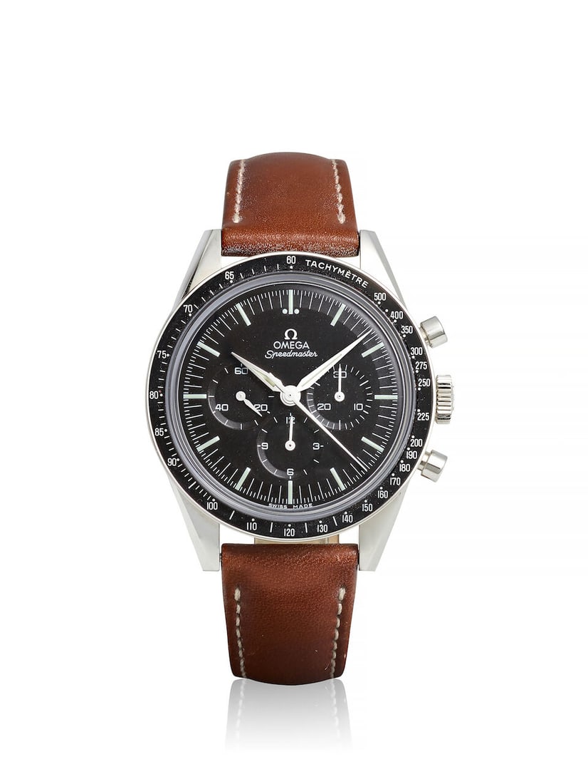 OMEGA. A STAINLESS STEEL MANUAL WIND CHRONOGRAPH WRISTWATCH Speedmaster 'First Omega In Space', ... - 2