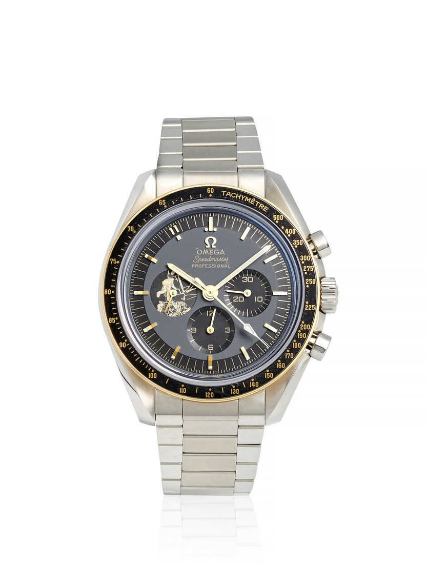 OMEGA. A LIMITED EDITION STAINLESS STEEL MANUAL WIND CHRONOGRAPH BRACELET WATCH Speedmaster 'Ap... - 3