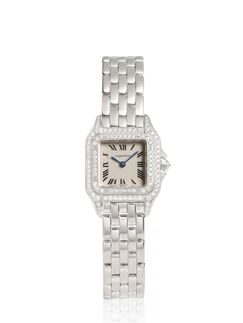 CARTIER. AN 18K WHITE GOLD AND DIAMOND SET QUARTZ BRACELET WATCH Panthère, Ref: 1660, c. 2... (1 of 2)