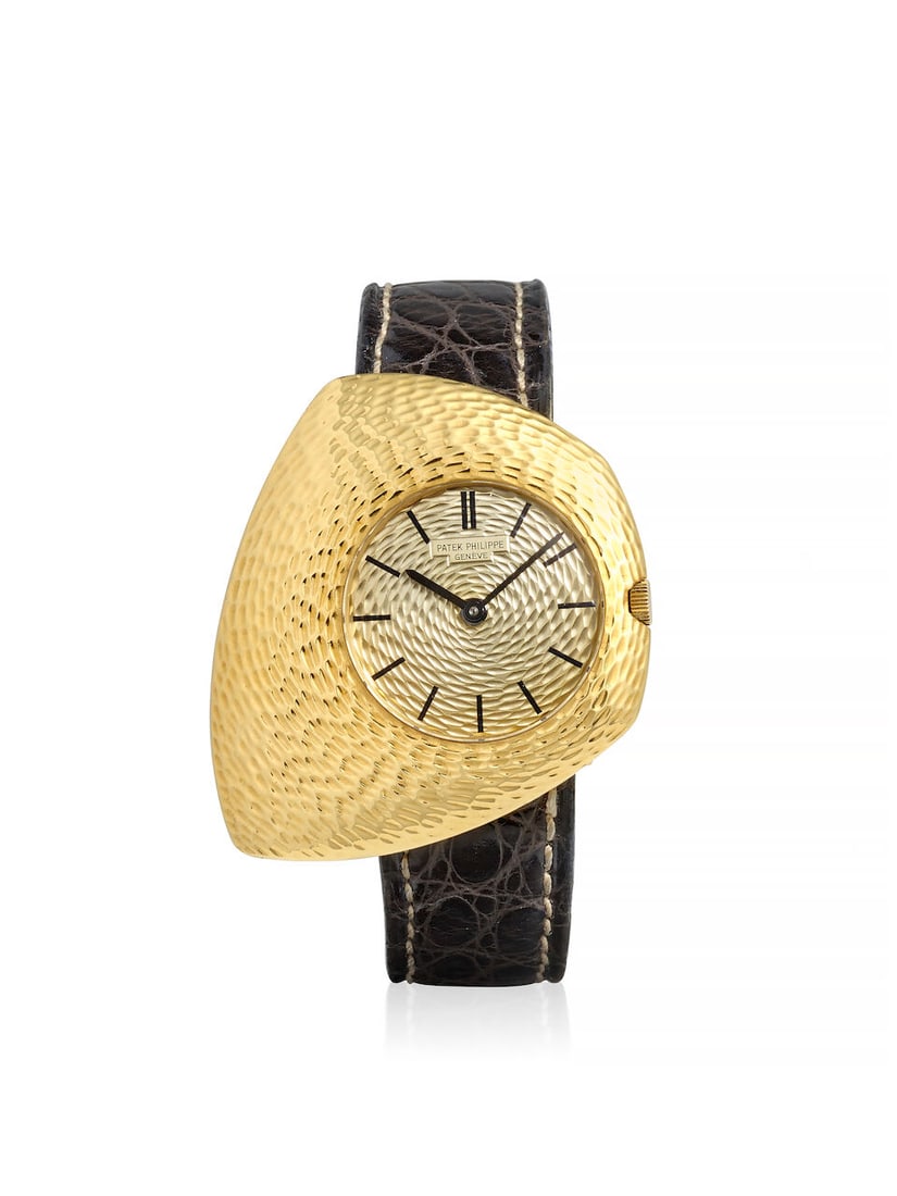 PATEK PHILIPPE. A FINE 18K GOLD ASYMMETRICAL MANUAL WIND CONVERTED WRISTWATCH Ricochet, Ref: 788... - 2