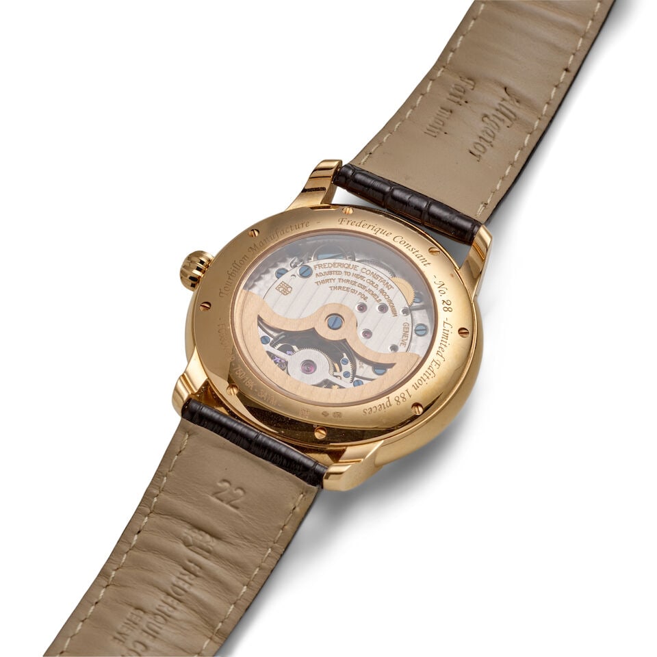 FREDERIQUE CONSTANT. A LIMITED EDITION 18K ROSE GOLD AUTOMATIC TOURBILLON WRISTWATCH WITH DAY/NI... - 3