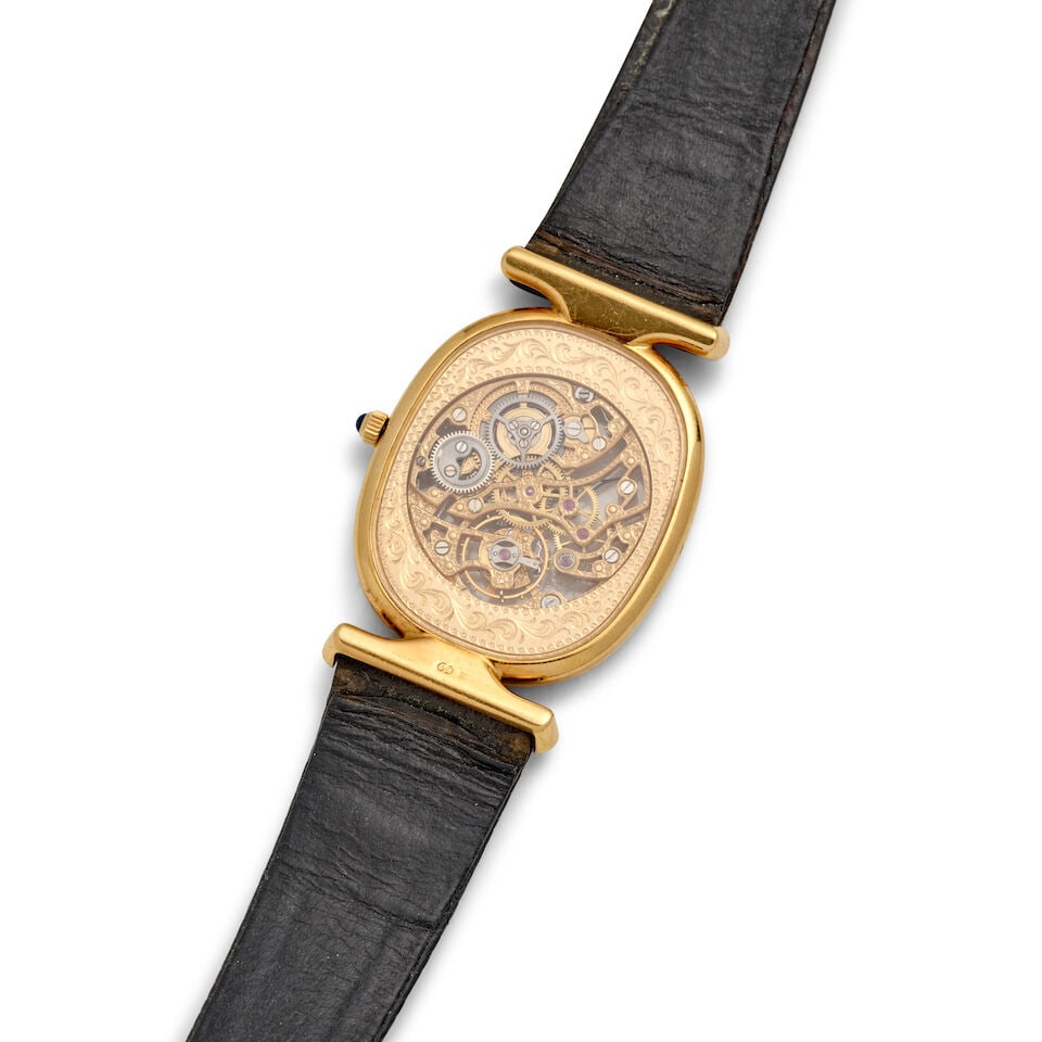 PATEK PHILIPPE. A FINE 18K GOLD MANUAL WIND SKELETONZIED WRISTWATCH Ellipse, Ref: 3881, Purchase... - 3