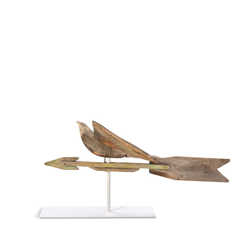 Carved Pine Soaring Bird Weathervane attributed to Albert Zahn (1864-1953), Baileys Harbor, Wisc... - 2