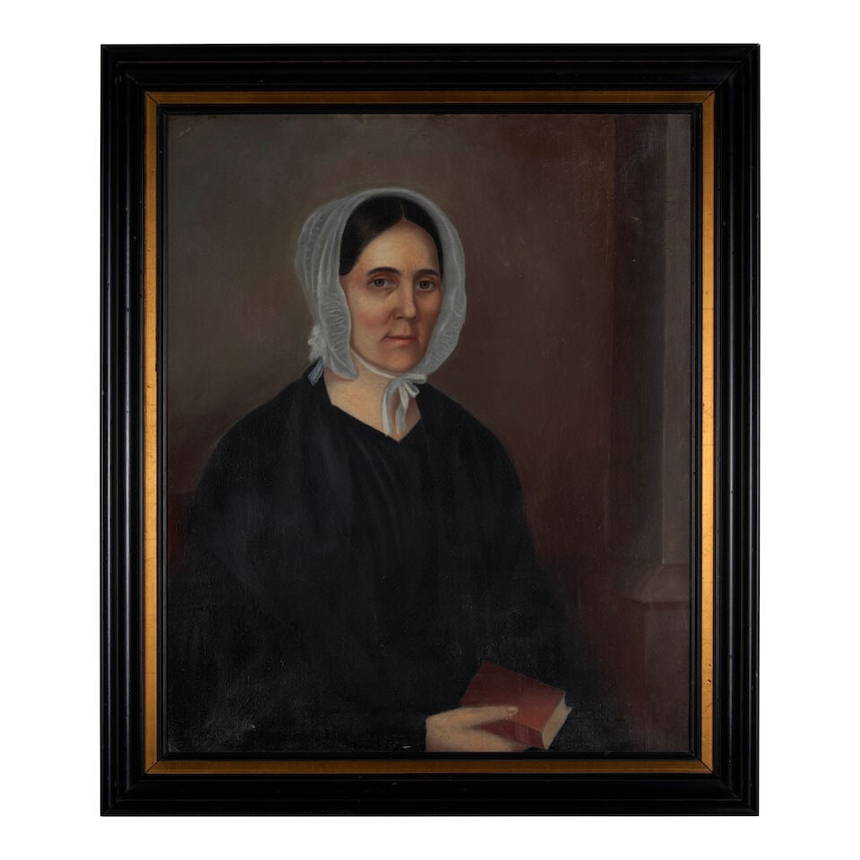 American School Portrait of a Lady in White Cap, c. 1820 30 x 24 3/4 in. framed 35 x 30 in. - 2