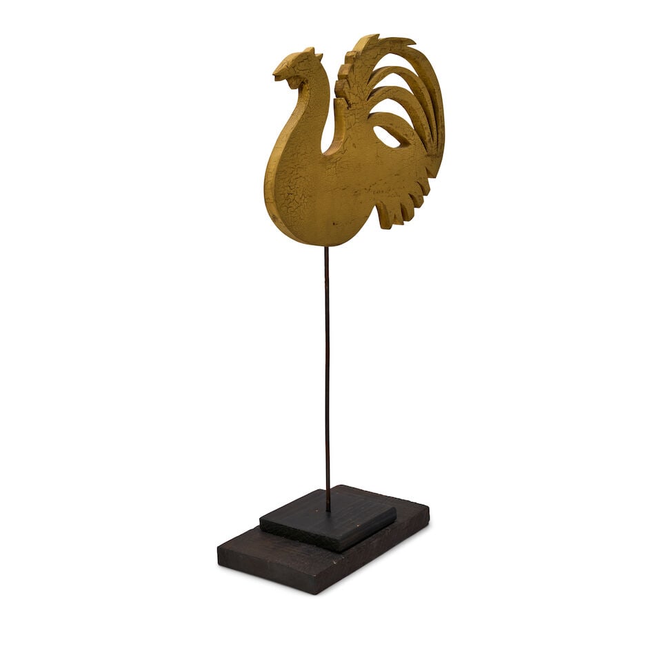 Carved Yellow-painted Rooster Weathervane United States, early 20th century - 2