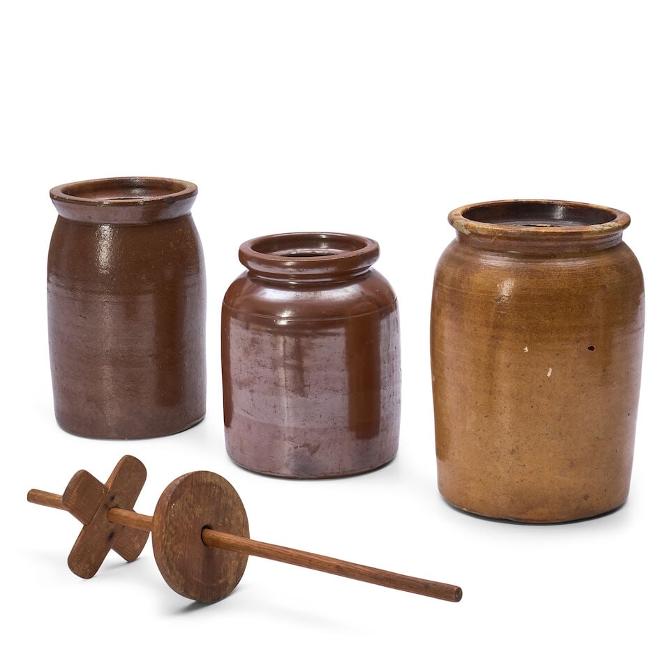 Three Glazed Stoneware Jars two marked D. Brannan, San Antonio (Oakland), California, late 19th ... - 2
