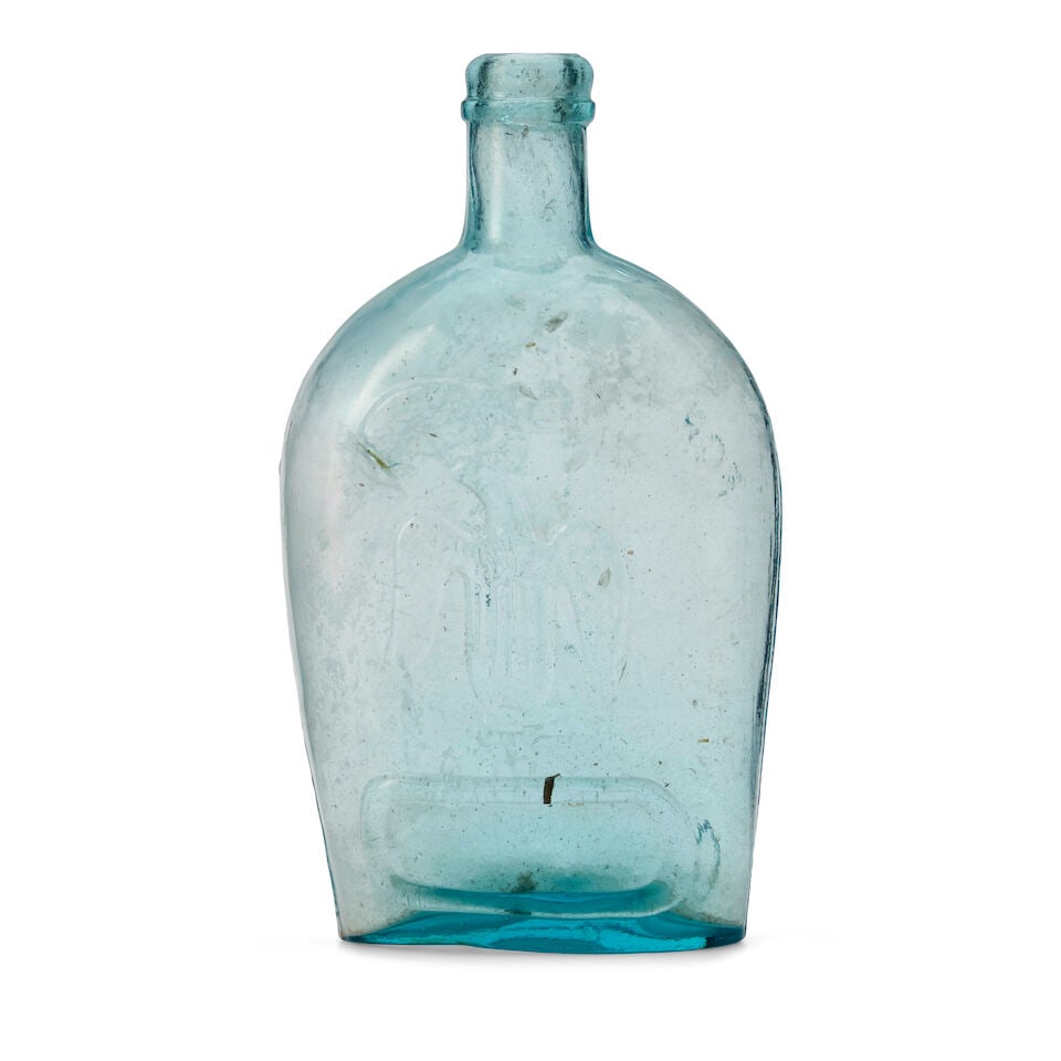 Blown-molded Glass Flask 'For Pike's Peak' United States, mid-19th century - 2