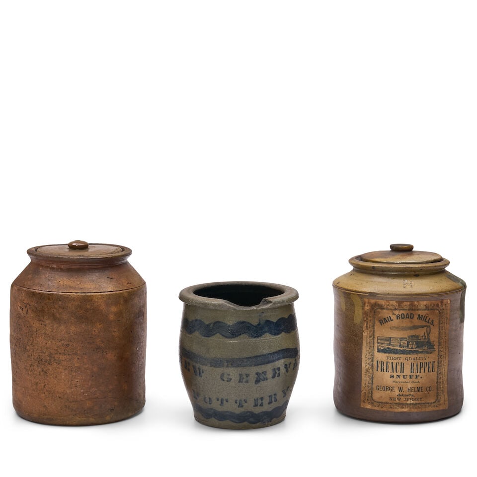 Two Covered Jars and a Small Crock New Jersey and Pennsylvania, late 19th century (1 of 2)