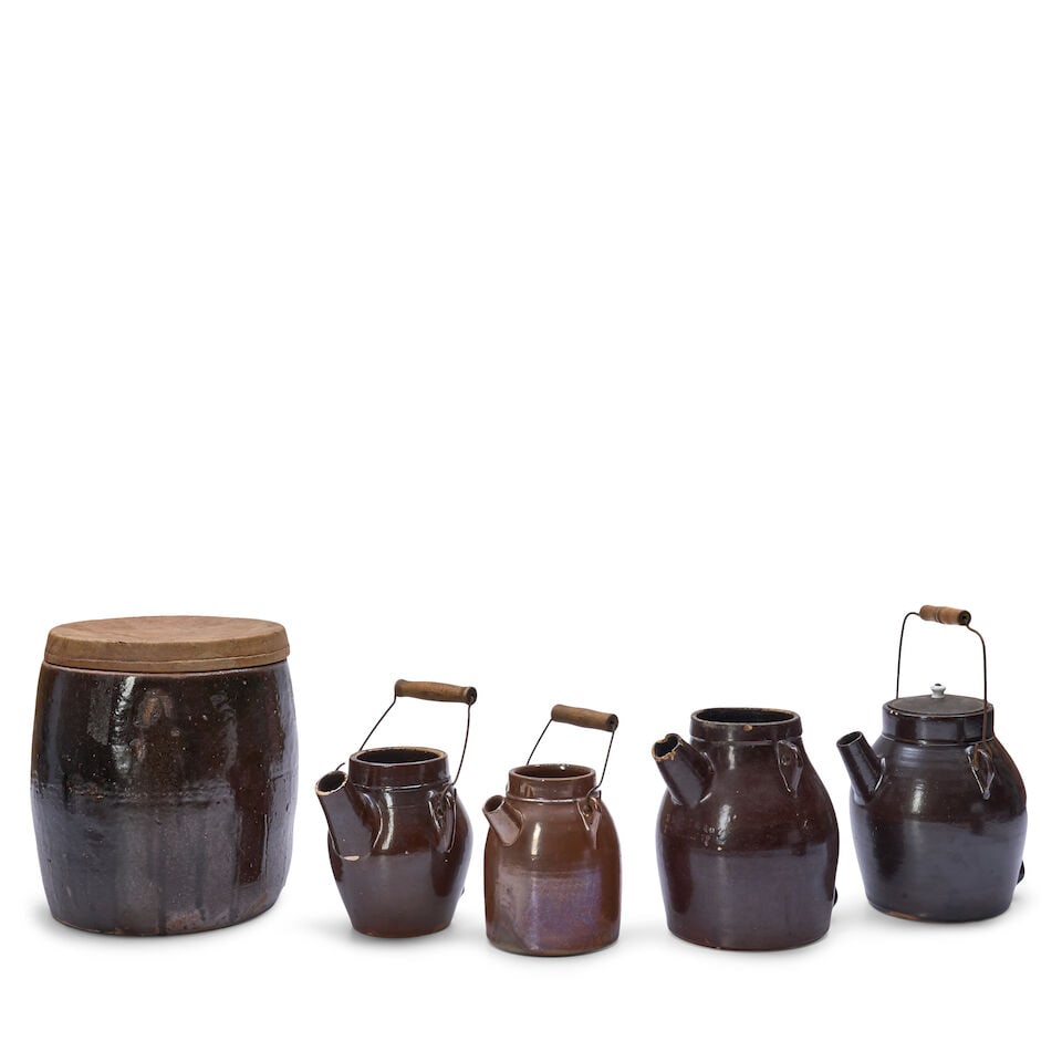 Four Glazed Batter Jugs and a Large Covered Jar United States, late 19th/early 20th century - 2