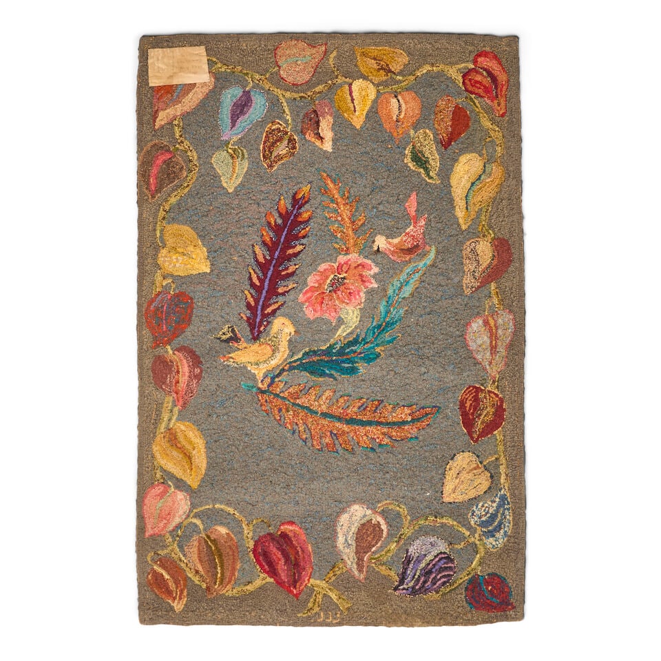 Hooked Rug with Two Birds Elinor Chace Larson (1908-89), North Scituate, Rhode Island, c. 1950 - 2