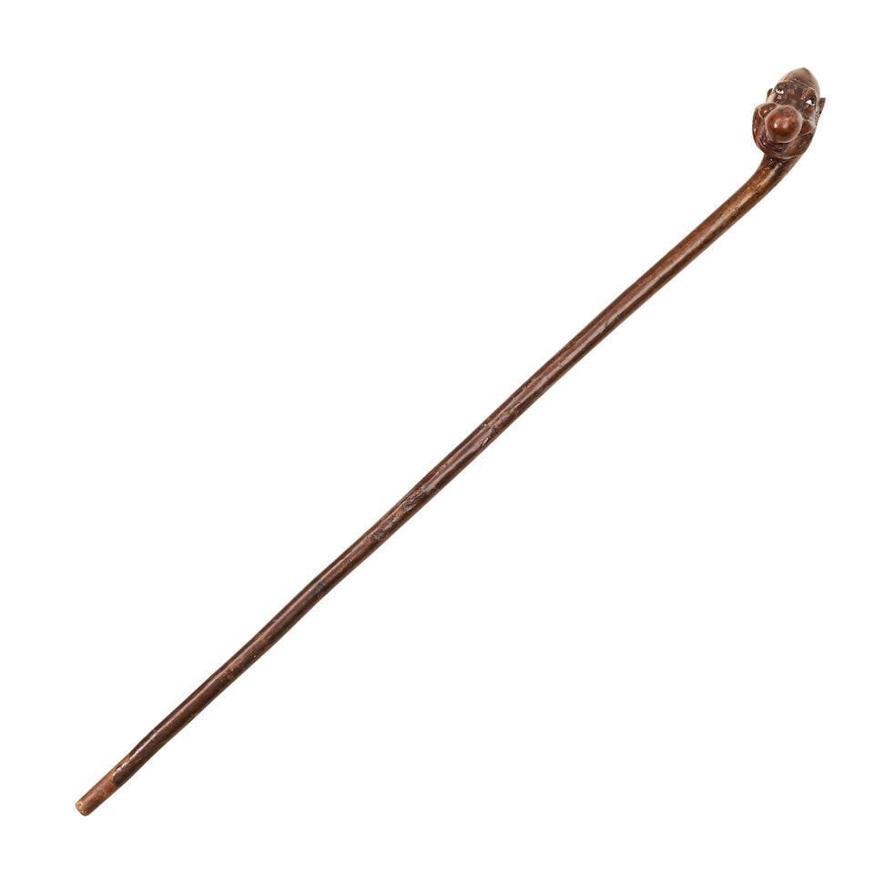 Carved, Painted and Inlaid Cane Depicting a Balding Man with Big Nose Germany, c. 1880 - 2