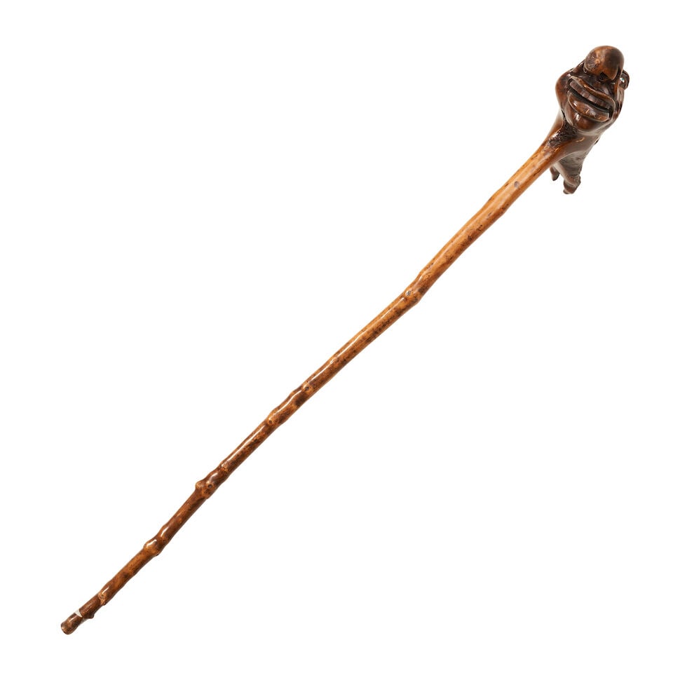 A Rare Carved and Inlaid Double-headed Good and Evil Cane Germany, c. 1840 - 2
