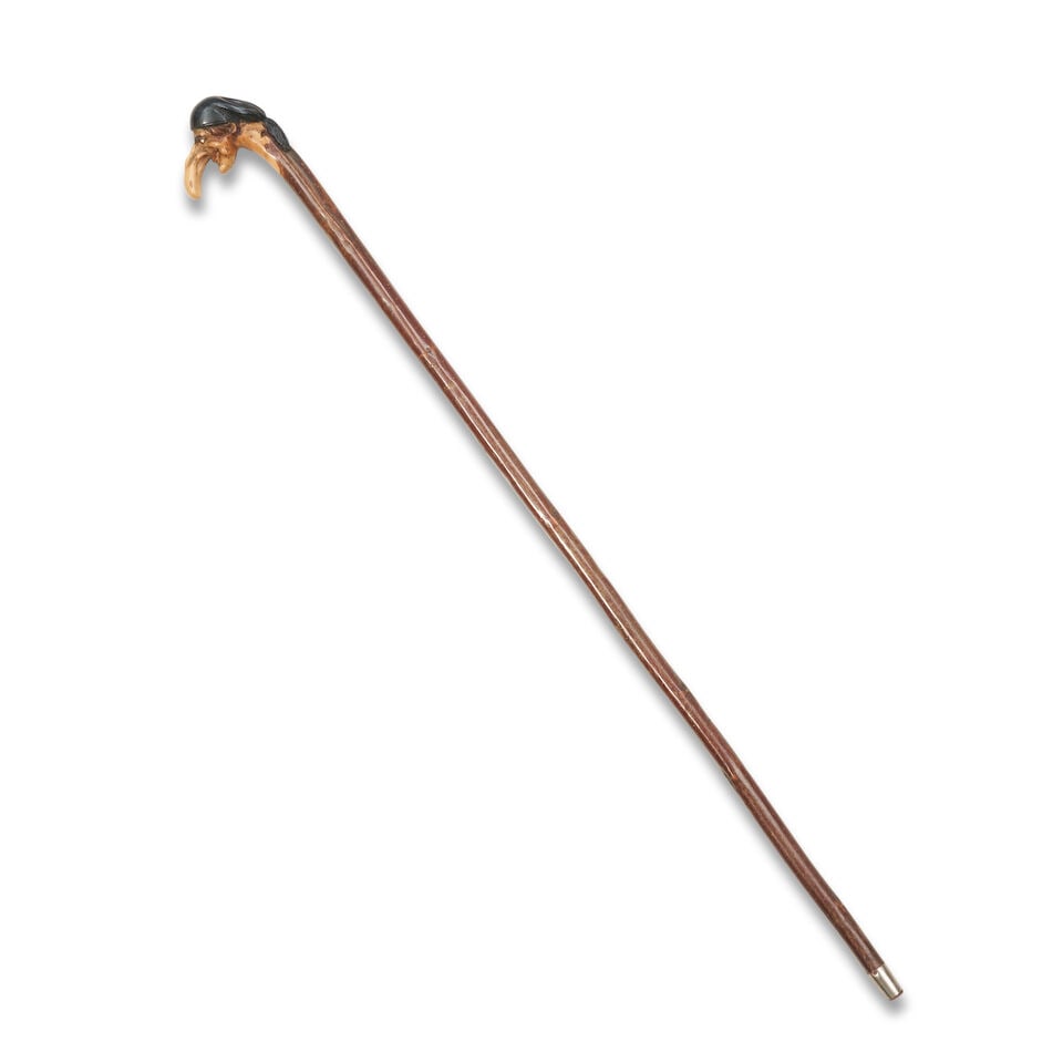 Carved, Inlaid, and Painted Cane of a Man with Long Nose England, c. 1875 - 3