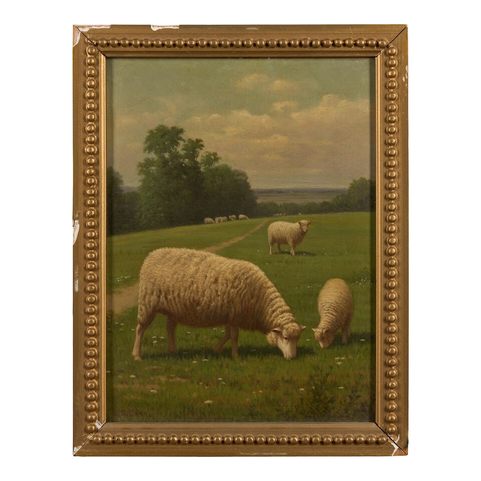 Samuel S. Carr (1837-1908) Sheep Grazing in a Field 11 1/2 x 8 1/2 in. (29.2 x 21.6 cm.) - 2
