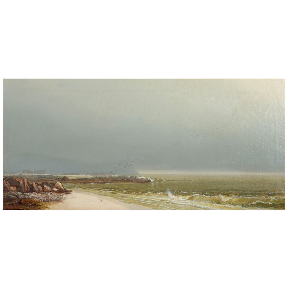 Harrison Bird Brown (1831-1915) A Misty Shoreline 13 x 27 in. (33 x 68.6 cm.) (Painted in 1865.) (1 of 3)