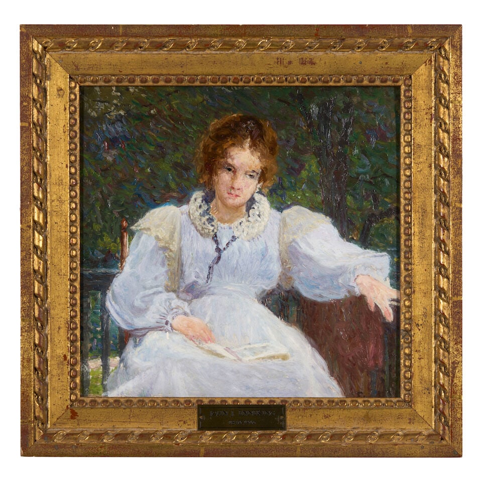 JOHN JOSEPH ENNEKING (1841-1916) Portrait of a Seated Girl 11 3/4 x 12 1/4 in. (29.8 x 31.1 cm.) - 3