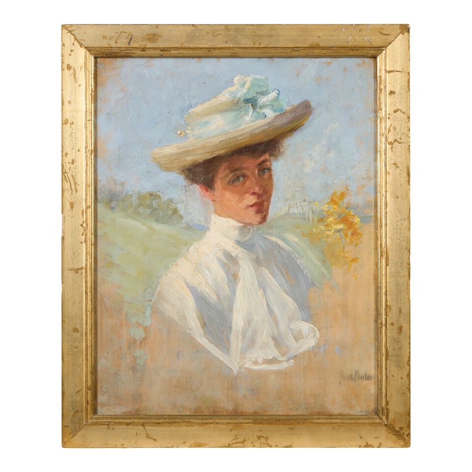 Frank Fowler (1852-1910) Portrait of a Woman in a Hat 16 1/2 x 12 7/8 in. (42.0 x 32.8 cm.) - 2