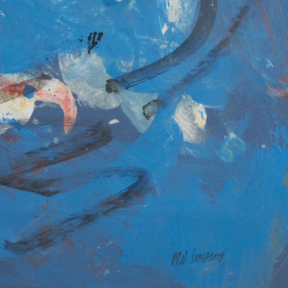 MERTON D. SIMPSON (1928-2013) Abstract in Red, Blue, and Black 23 x 18 1/2 in. (58.4 x 46.9 cm.) - 4