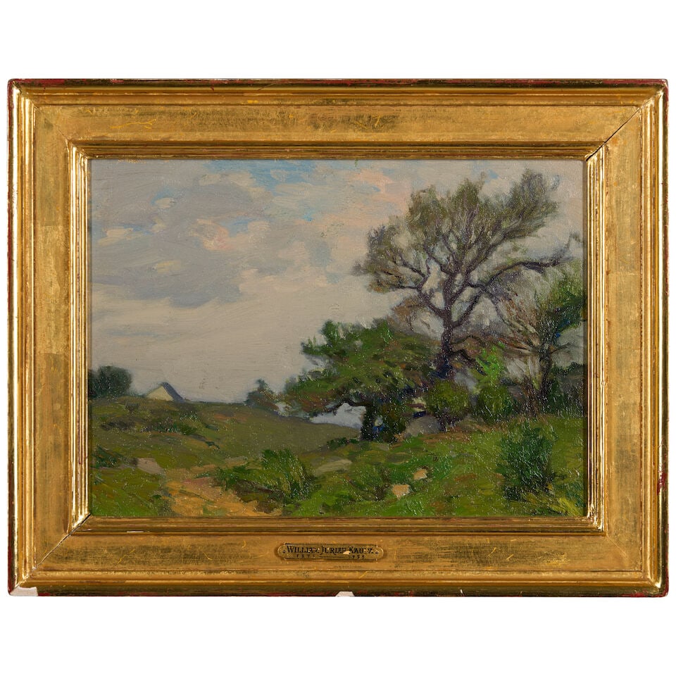 WILLIAM JURIAN KAULA (1871-1953) A Country Path with Distant Cottage 9 3/8 x 12 7/8 in. (23.8 x ... - 3