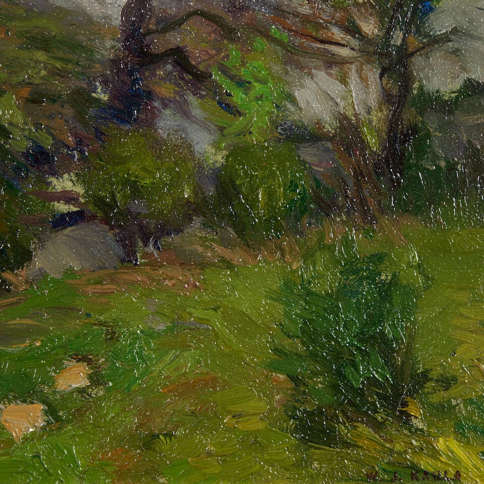 WILLIAM JURIAN KAULA (1871-1953) A Country Path with Distant Cottage 9 3/8 x 12 7/8 in. (23.8 x ... - 4