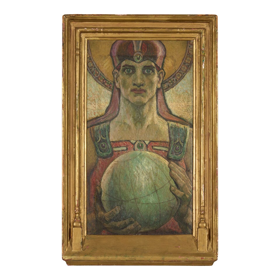 CHARLES ALLAN WINTER (1869-1942) Untitled (Man Holding a Globe) 18 x 10 in. (45.8 x 25.5 cm.) - 3