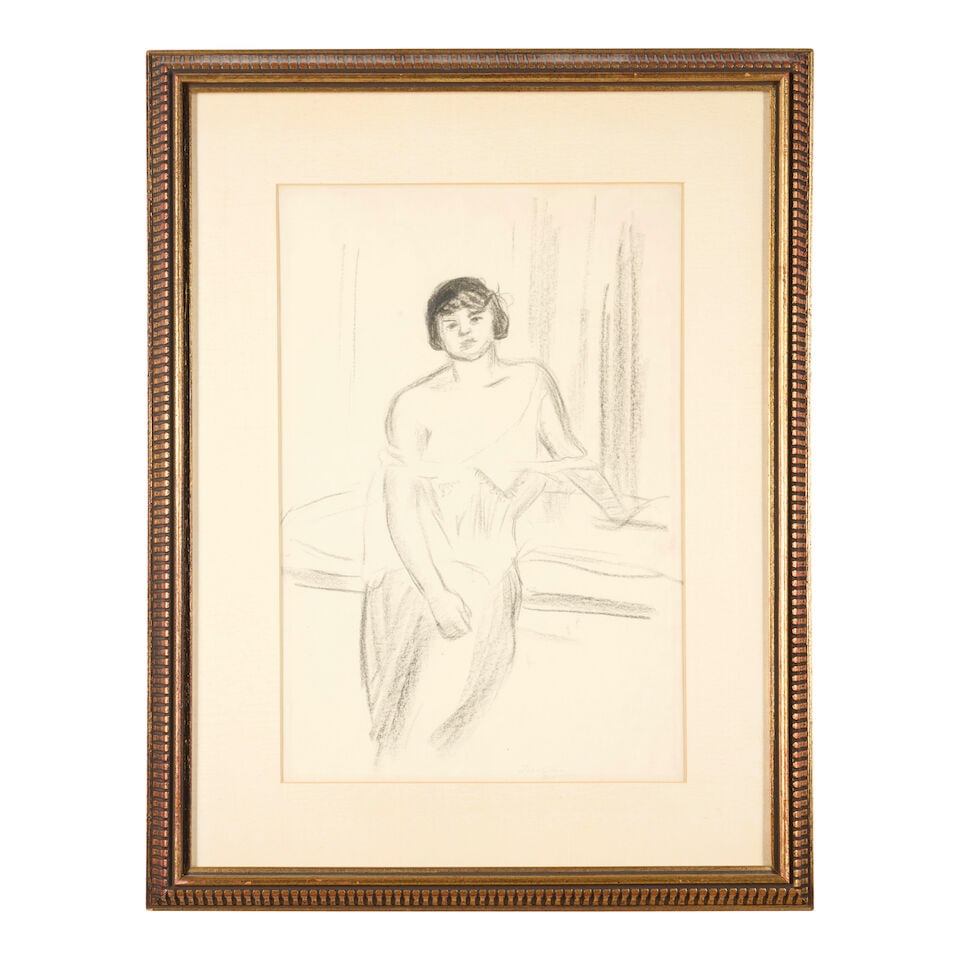 JOHN SLOAN (1871-1951) Girl Resting Against a Table sight 17 x 11 1/2 in. (43.2 x 29.2 cm.) - 4