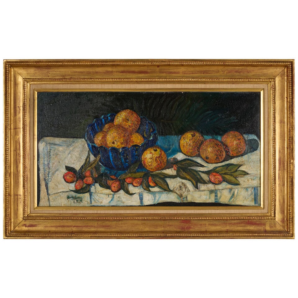 HAYLEY LEVER (1876-1958) Oranges in a Blue Bowl 15 1/4 x 29 1/2 in. (38.7 x 100.3 cm.) - 3