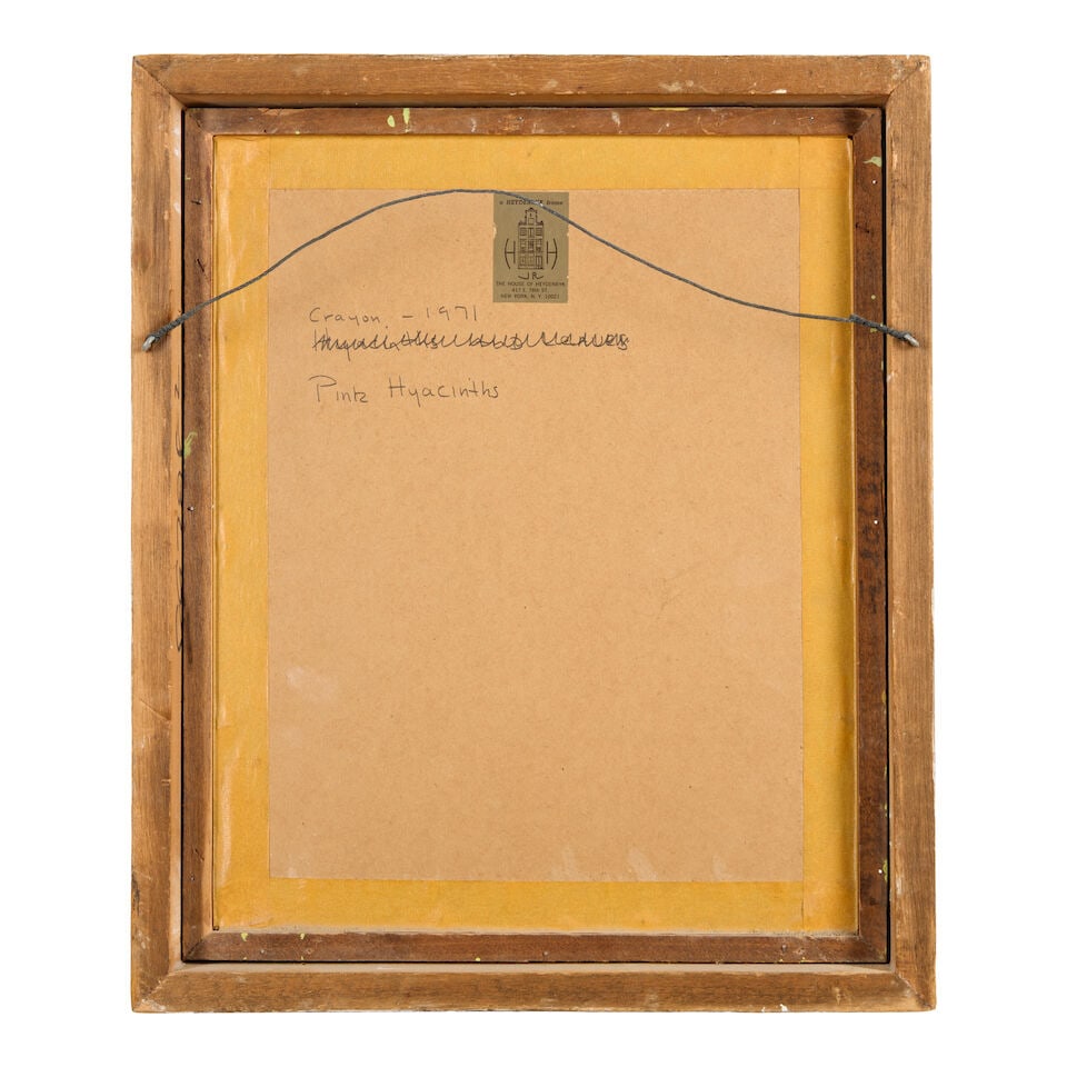 GLORIA VANDERBILT (1924-2019) Pink Hyacinths sight 13 1/8 x 10 1/2 in. (33.5 x 6.2 cm.) (Execute... - 2