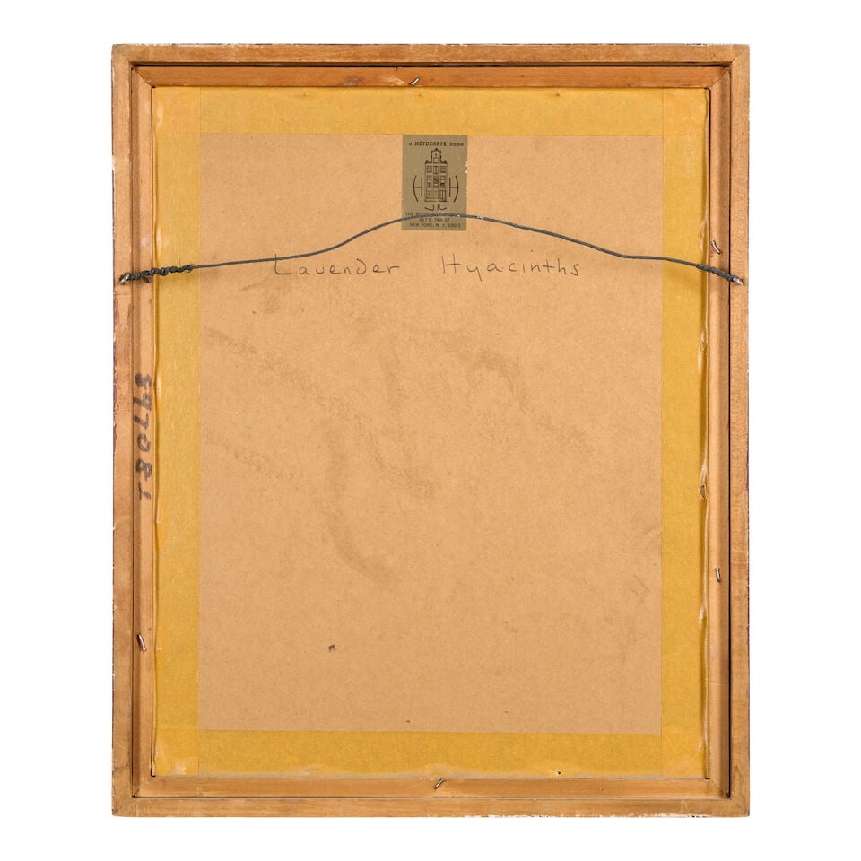 GLORIA VANDERBILT (1924-2019) Lavender Hyacinths sight 13 1/4 x 10 1/2 in. (33.7 x 26.7 cm.) - 2