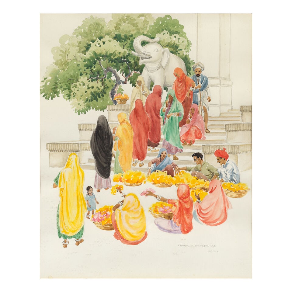 Charles Baskerville Jr. (1896-1994) Udaipur: Charles Baskerville Jr. (1896-1994) Udaipur signed 'Charles Baskerville Udaipur' lower right watercolour on paper, framed 40 x 32.3cm (15 3/4 x 12 11/16in). Footnotes: Provenance The estate of Amer