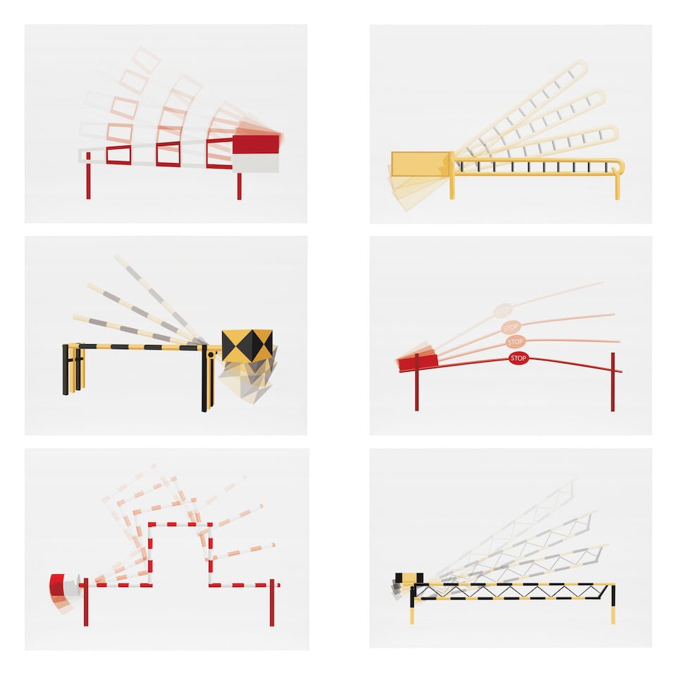 Bani Abidi (B.1971) Flailing Barriers each 42 x 59.4 cm (16 9/16 x 23 3/8 inches) (Executed in 2... (1 of 7)