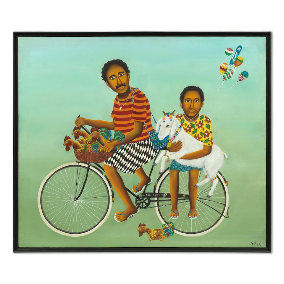 Nayanaa Kanodia (B.1950) Sunday Market: Nayanaa Kanodia (B.1950) Sunday Market signed 'NainaK' lower right oil on canvas framed 89 x 104.1cm (35 1/16 x 41in). Footnotes: Provenance Property from a private collection, UK; Acquired from AR